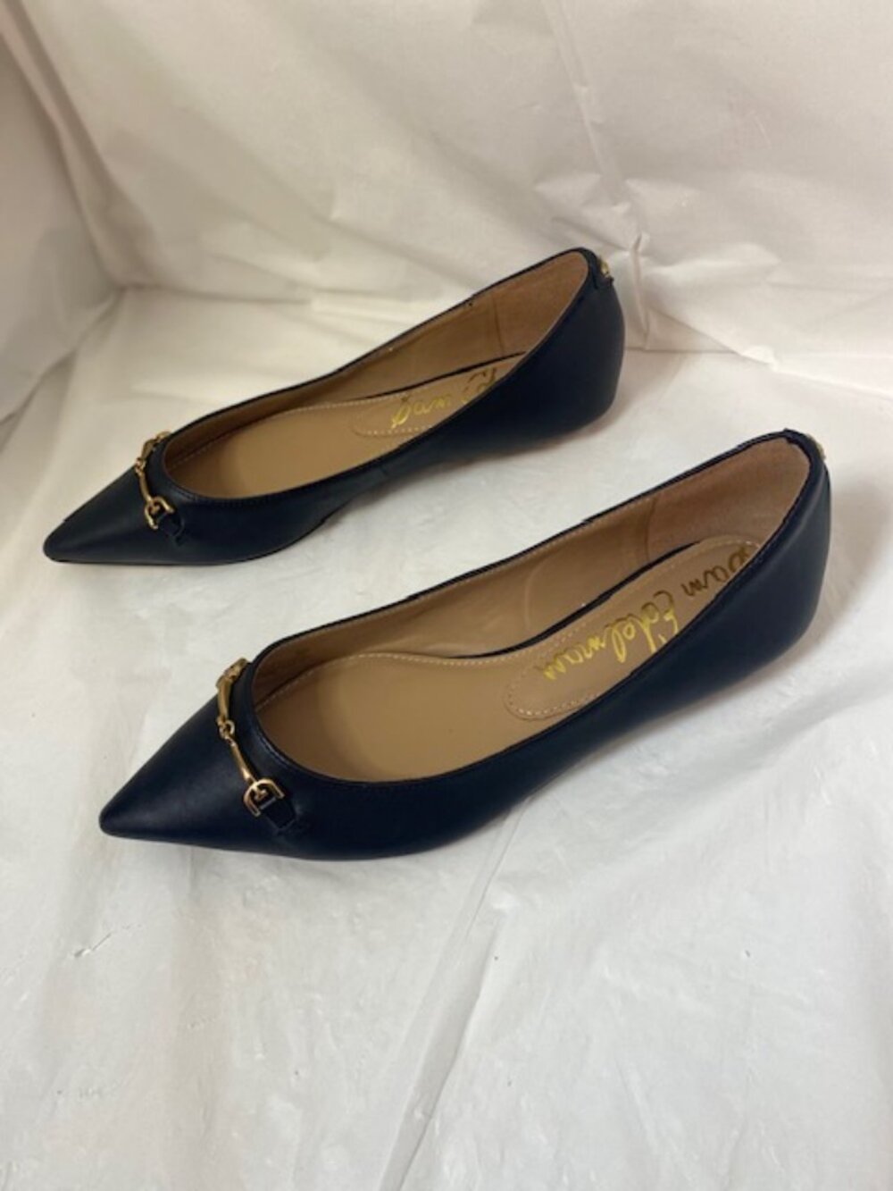 Sam Edelman Nori Pointed-Toe Black Leather Horsebit Flats - Women's Size 5M - Picture 4 of 6
